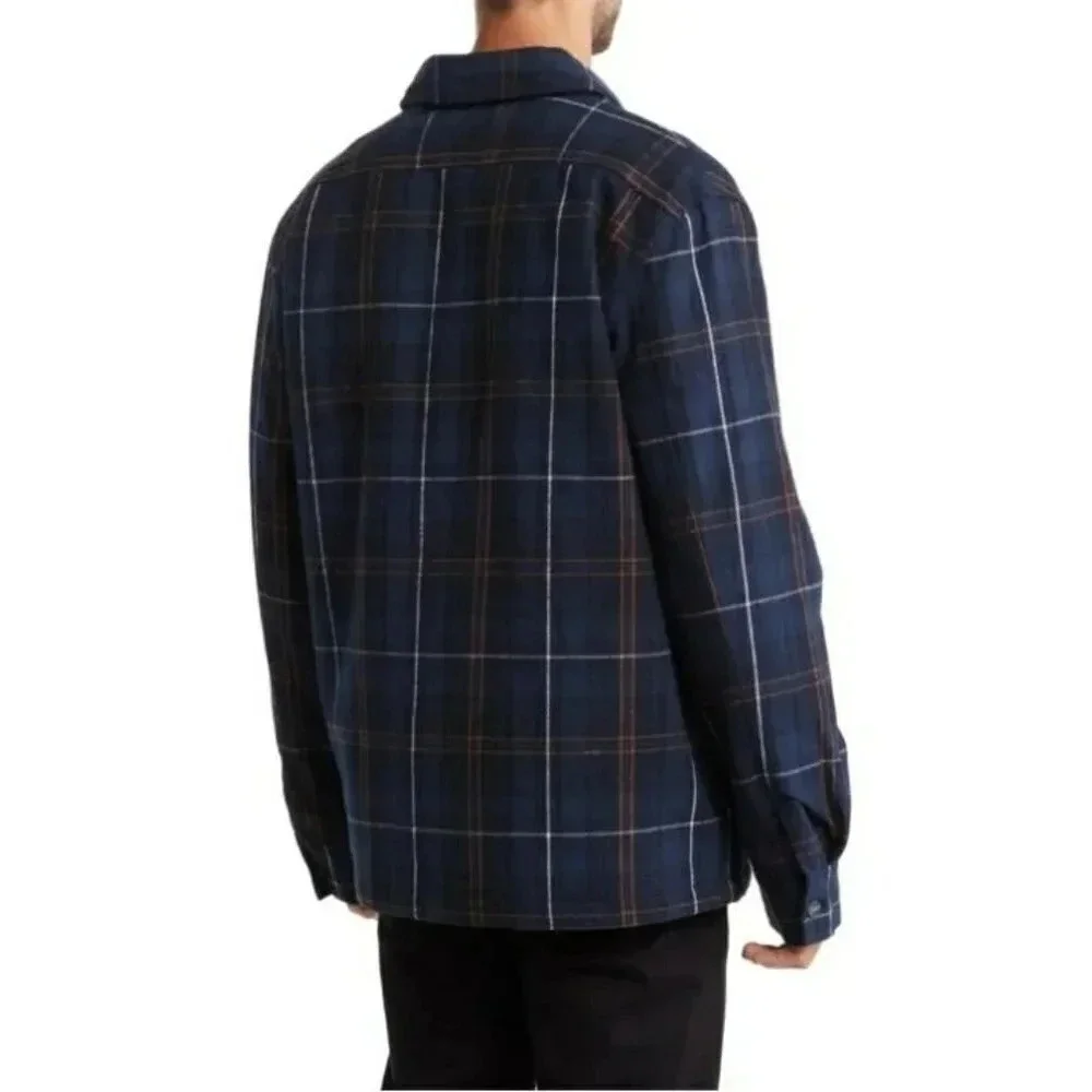 Slate & Stone Men's Blue Plaid Flannel Shirt Jacket Size M (MSRP $398)